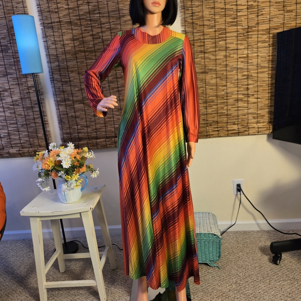 Dutchess Individually Yours Vintage 60's 70's Striped Maxi Dress